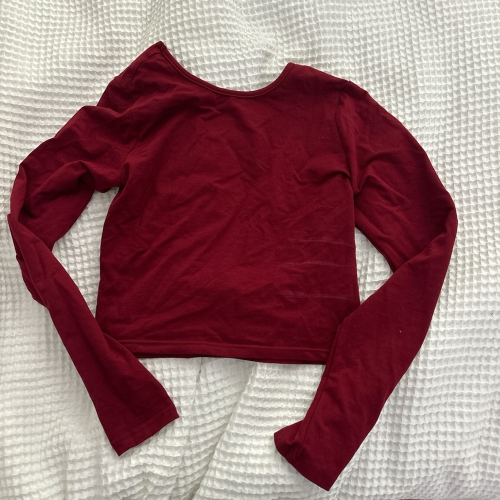 Edikted Red Long Sleeve Crop Blouse
